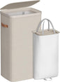 SONGMICS Laundry Basket, 26.4 Gal. Laundry Hamper, Easy Assembly, with Lid and Handles, Removable Liner, 16.5 x 12.6 x 29.5 Inches, Cappuccino Beige ULCB811LH01