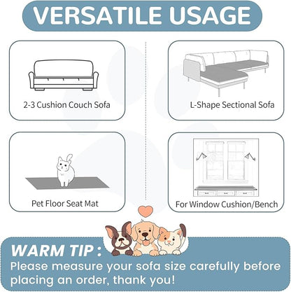 OTOB Sofa Covers for 3 Cushion Couch Washable, Fuzzy Non Slip Pet Friendly Couch Cover Protector Love Seat, All Seasons Soft Plush Furniture Bed Mats Sofa Slipcovers (Gray, 31.5" x 70.9'')