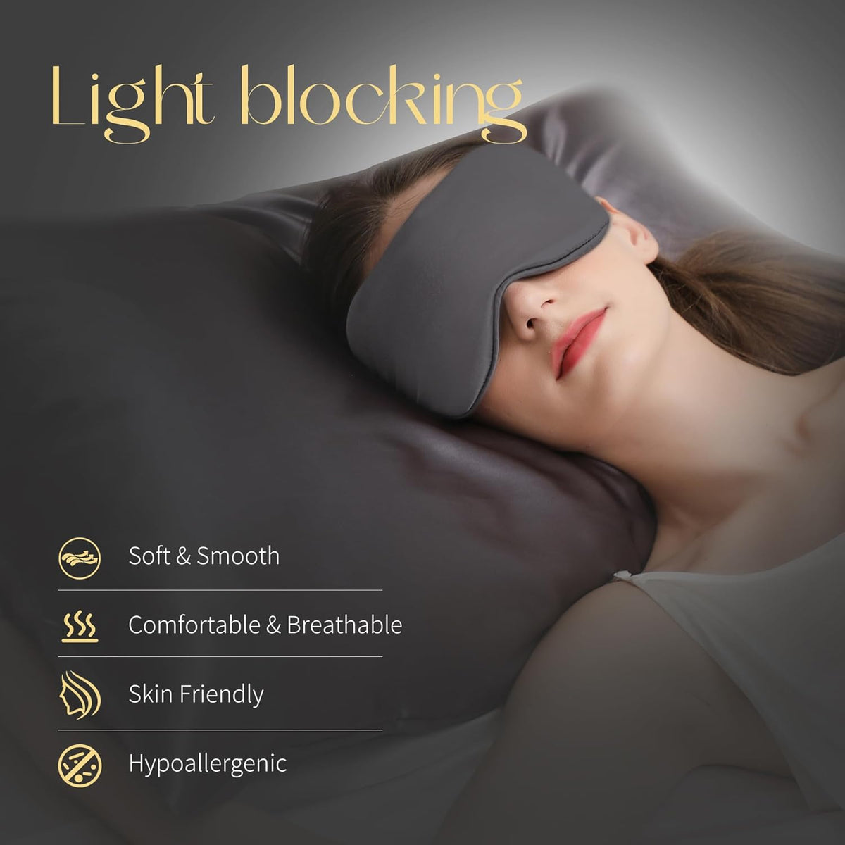 ZIMASILK Adjustable 100% 22 Momme Mulberry Silk Sleep Mask for Sleeping, Filled with Premium Mulberry Silk, Softest & Breathable Eye Sleeping Mask (Blackish Grey)