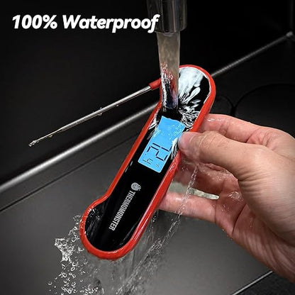 0.5 Sec Instant Read Meat Thermometer Digital with ±0.5℉ Precision, Food Thermometer for Cooking Kitchen Gadgets, Oven Grill Candy BBQ Essentials Accessories, Gifts for Him Dad Men Birthday, Red