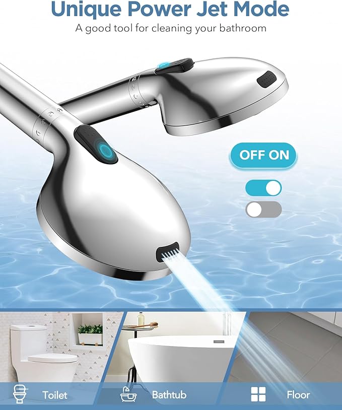MakeFit Handheld Shower Head with Filter - High Pressure Shower Head with 10 Spray Modes, Hard Water Softener Shower Head with Hose and Bracket