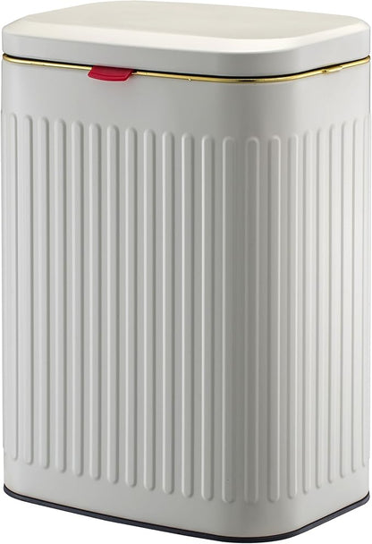 2.11Gallon 8L Carbon Steel Trash Can Door Compost Bin Wall Mounted 2 Ways Sliding Lid Compost Bin Countertop Kitchen Hanging Cabinet Door Trash Bin Metal Garbage Bin Cubo de Basura Ivory