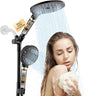 Filtered Rainfall Shower Head with Handheld Spray Combo, Dual Shower Head Combo High Pressure, Double Sprayer Filter Shower Head with Extra Long Hose & Adjustable Shower Arm (Black)
