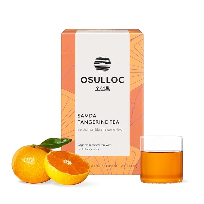 OSULLOC Tangerine Tea (Fresh Jeju Tangerine Flavor), Fruit tea Blend, Premium Teabags from Jeju Island, 20 count