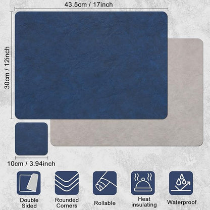 Vinyl Placemats Set of 6, Dual Sided Place Mats