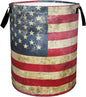Laundry Basket,American Flag Laundry Hamper Retro Collapsible Organizer Basket,Toy Storage Bin Room Decor Gift Clothes Baskets,Bedroom Children Nursery Hamper 16x20 Inch