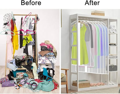 Pwsap 8Pack Breathable Clothes Covers with Zip, Hanging Garment Covers Bags Dress Bag Covers MothProof Mens Suit Storage Bag Dust Cover for Wardrobe Storage and Travel