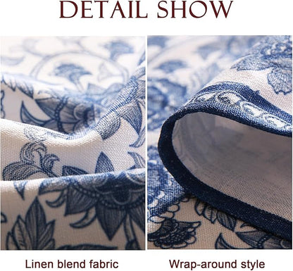 patdrea Designer Vintage Blue Floral Tablecloth for Square Table,Linen Paisley Breathable Pattern Table Cloth,Home Cover Decor for Kitchen Dining Christmas,Thanksgiving,67"x67"-Lantang a