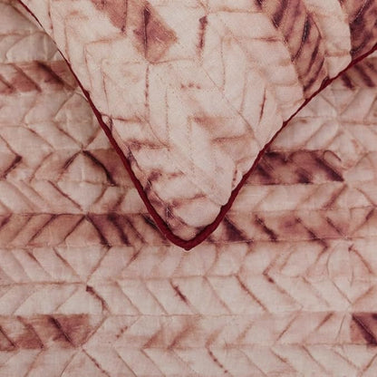 The HomeCentric King/Queen/Twin Maroon & Ivory Decorative Full 68"x18" Bed Runner with 2 Pillow Cover, Tie & Dye, Beaded & Quilted Bed Scarf on Cotton Fabric - Tie Dye Love