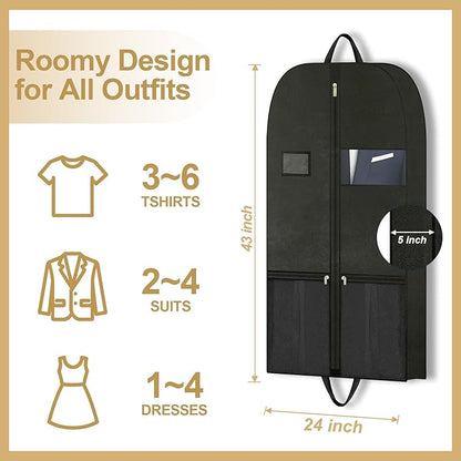 Large Heavy Duty Garment Bags for Hanging Clothes, Clothing Storage with Zippered Design, Breathable Garment Bags for Travel, Long Garment Bags for Dresses and Suits, Hanging Garment Bags for Closet