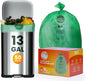 Trash bags 13+ gallon tall kitchen,Compostable Trash Lawn & Leaf Yard Waste Bags,Kitchen Compost Trash Bin Compatible,Extra Thick1.1 Mills,Certified by BPI and OK Compost(50count)