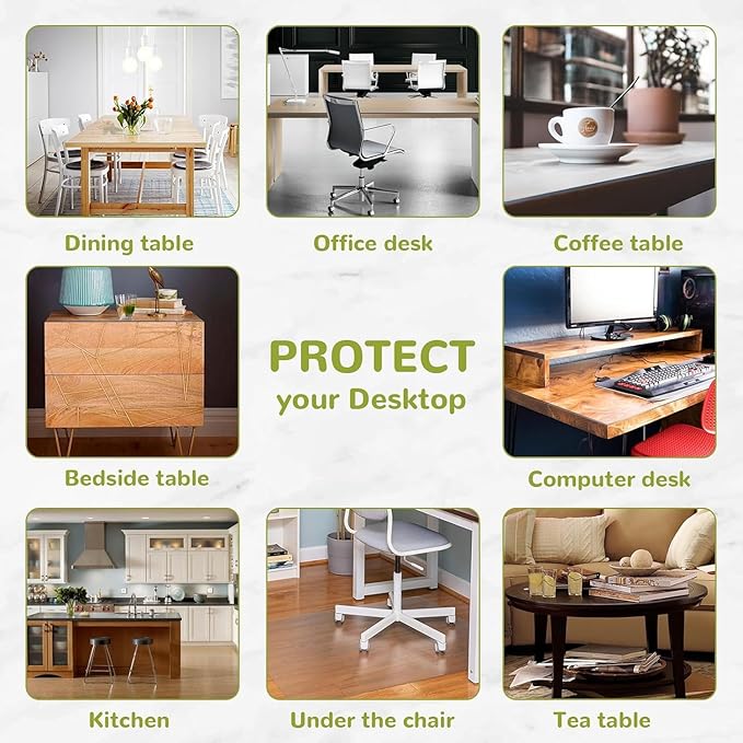 23.6 x 63 Inch Clear Table Cover Protector, Clear Table Protector for Dining Room Table, 1.5mm Plastic Table Cover, Waterproof Table Pad for Kitchen, Office