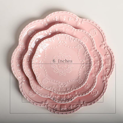 Gaolinci European Palace Series Lace Embossed Ceramic Dinner Plate