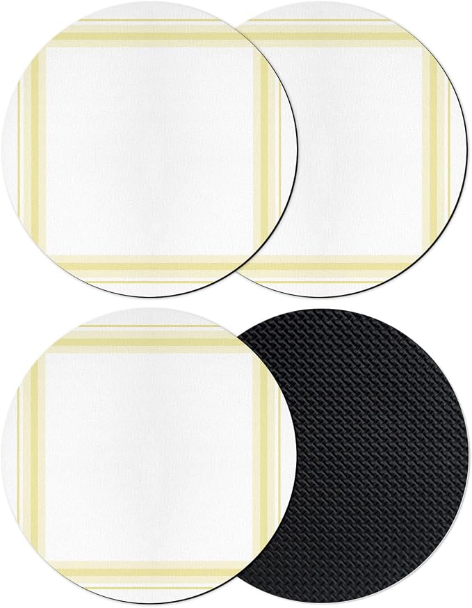 Yellow Grid Coasters Set of 4 Absorbent Coasters