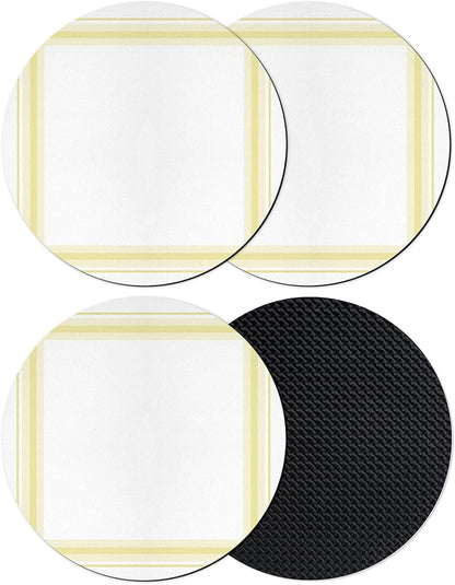 Yellow Grid Coasters Set of 4 Absorbent Coasters