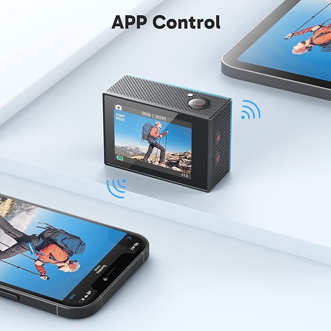 AKASO EK7000 4K30FPS 20MP WiFi Action Camera with EIS Ultra HD 131FT Waterproof Underwater Camera Remote Control 4X Zoom Support External Microphone
