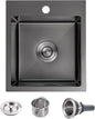 POPFLY Kitchen Sink, 15×17 Inch Drop In Black Small Kitchen Sinks, 18 Gauge Stainless Steel Bar Prep Rv Single Bowl Utility Sink, Fregaderos De Cocina Modernos