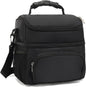 FlowFly Double Layer Cooler Insulated Lunch Bag Adult Lunch Box Large Tote Bag for Men, Women, With Adjustable Strap,Front Pocket and Dual Large Mesh Side Pockets