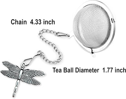 2pcs Tea Infuser,Loose Leaf Tea Steeper Tea Strainer with Charm Handmade Dragonfly Butterfly Pendant Tea Ball Tea Filter Tea Infusers for Loose Tea
