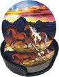 6 Pcs Wild Horses Running Leather Coasters