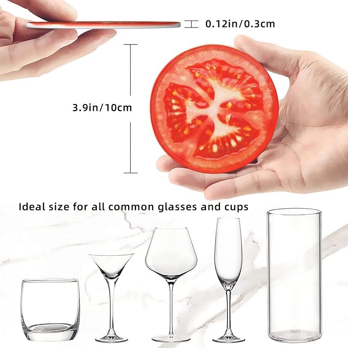 6 Pack Tomato Slice Coaster for Drinks