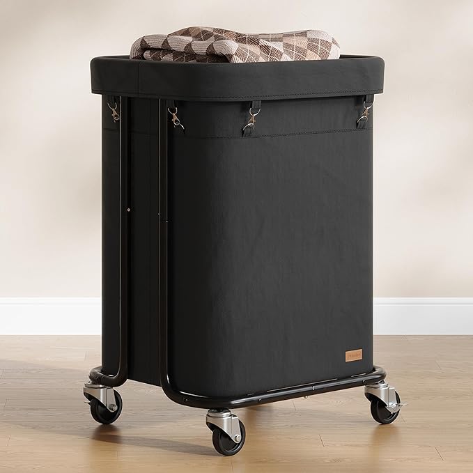 Laundry Basket with Wheels 150L/40Gal, Rolling Laundry Hamper with Steel Fram and Removable Washing Bag,Laundry Sorter Cart for Laundry Room,Hotel,Dorm,Black