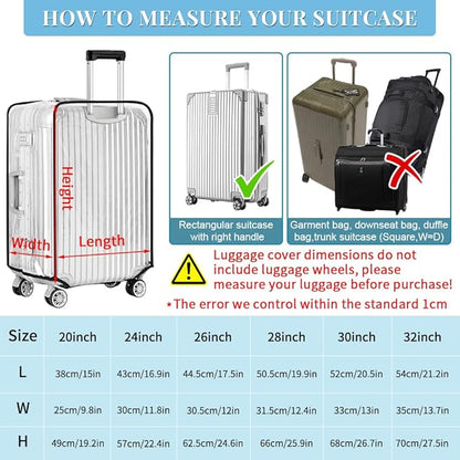 Yotako Clear PVC Suitcase Cover Protectors 26 Inch Luggage Cover for Wheeled Suitcase (26'')