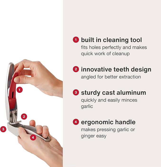 Zyliss Susi 3 Garlic Press - Aluminium Press with Built-In Cleaning Tool - Garlic Crusher, Mincer & Peeler for Unpeeled Cloves