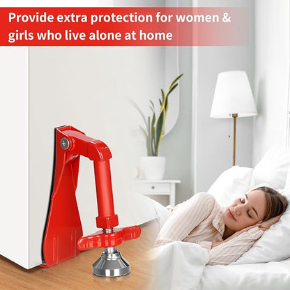 Portable Door Stopper Door Lock for Travel Anti Theft Door Blocker, Security Door Stoppers for Bottom of Door, No Drill Safety Doors Stopper Hotel Door Locks for Travelers Security (Red)