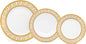 Porcelain Dinnerware Set for 4-12 Piece Gorgeous Dish Set - Gold Greek Key Inspired Design - Kitchen Set for Everyday Dishes or Formal Occasions (Meander Gold 12DIN)