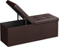 SONGMICS MAZIE Collection - 43 Inches Storage Ottoman Bench with Flipping Lid, Storage Chest with Iron Frame Support, Load 660 lb, for Living Room, Bedroom, Synthetic Leather, Brown ULSF75BR