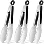 Hotec Mini Stainless Steel Kitchen Tongs for Cooking - 7-Inch Small Serving Tongs Metal Food Tongs Non-Slip Grip