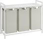VASAGLE Laundry Hamper, Laundry Basket, Laundry Sorter with 3 Pull-Out and Removable Bags, Shelf, Metal Frame, 3 x 10.6 Gallons (40 L), 36.4 x 13 x 28.4 Inches, Cream White and Cloud White UBLH301W01