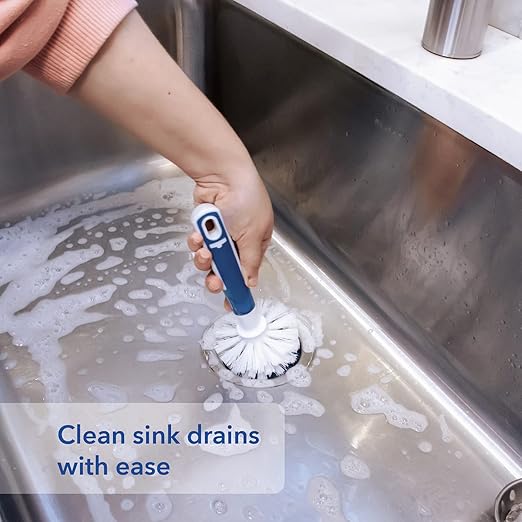 Unger Sink and Dish Scrub Brush, Kitchen Washing Scrubber for Hard-to-Reach Corners, Small Cleaning Supplies, Non-Scratch Bristles, Glassware, Pots, Pans, Tumblers, Drains, and Disposals