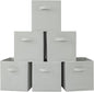 Stero Fabric Storage Bins 6 Pack Fun Colored Durable Storage Cubes with Handles Foldable Cube Baskets for Home, Kids Room, Closet and Toys Organization Gray