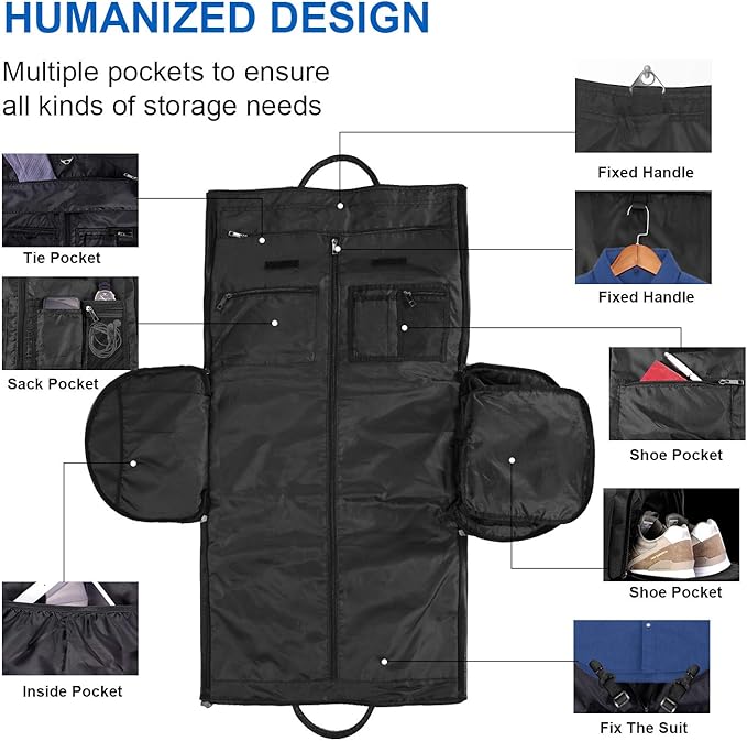 seyfocnia Convertible Travel Garment Bag,Carry on Garment Duffel Bag for Men Women - 2 in 1 Hanging Suitcase Suit Business Travel Bag