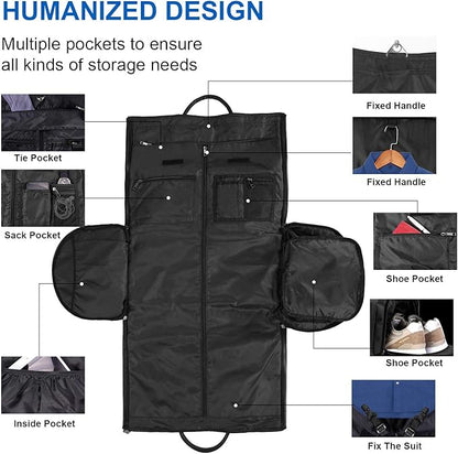 seyfocnia Convertible Travel Garment Bag,Carry on Garment Duffel Bag for Men Women - 2 in 1 Hanging Suitcase Suit Business Travel Bag
