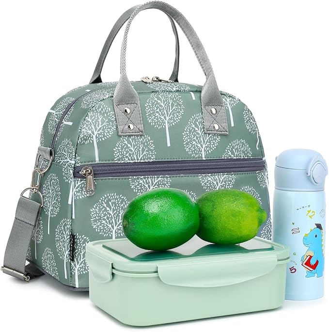 FlowFly Insulated Lunch Bag With Shoulder Strap for Women, Men, and Kids, Large and Reusable, Handle, Freezable Work and School Travel Tote and Meal Prep Organizer,Dandelion