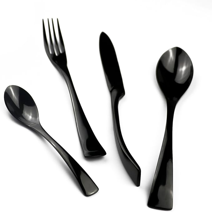 5-Piece 18/10 Stainless Steel Flatware Set Mirror Polishing Black, Serive for 1