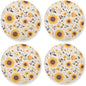 Sunflower Cow Leather Skin Brown Pattern Round Coasters