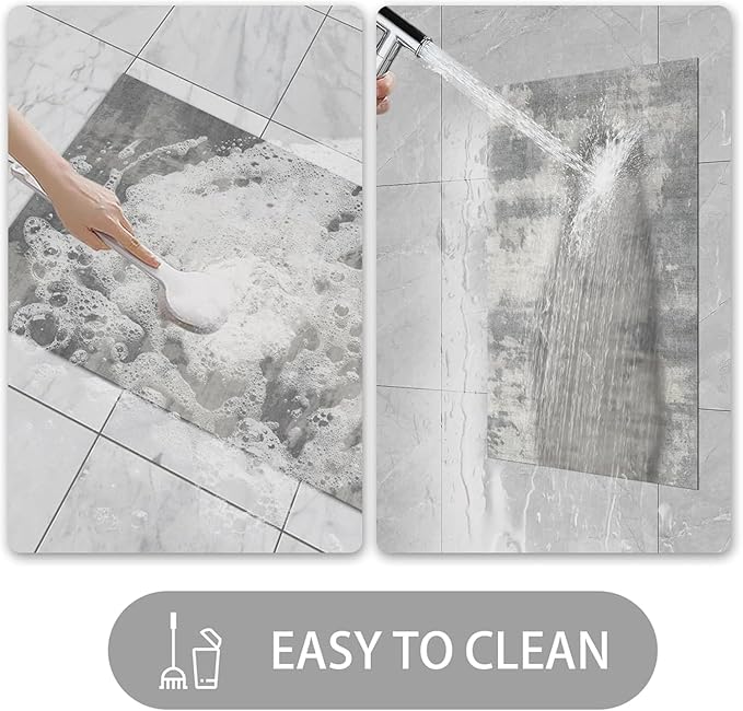 Ultra Thin Door Mat Indoor Entrance, 1/10 in Thin Door Mats for Inside Entry, Non-Slip Rubber Backing Washable Doormat, Fade Resistant, Absorbent, Low Profile Dirt Trapper, 30"X17",Distressed