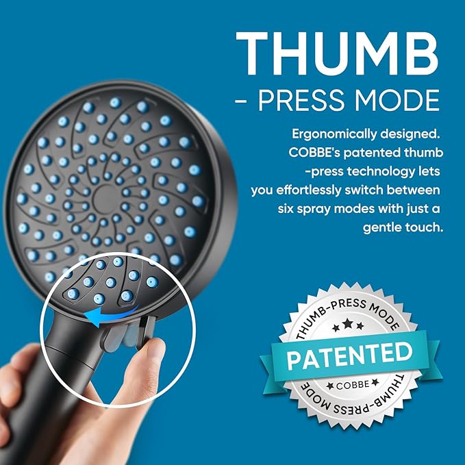 Cobbe Filtered Shower Head with Handheld, High Pressure 7-mode Showerhead with Filters for Hard Water - Remove Chlorine - Reduces Dry Itchy Skin, Patented Paddle Shift Design, Black