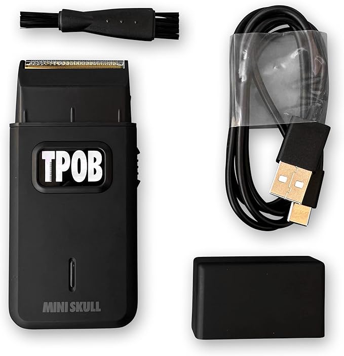 TPOB Mini Skull Single Shaver Compact Design That can fit in Your Pocket with a Turbo Charged Motor, Perfect for Both Professional and at-Home use (Black)