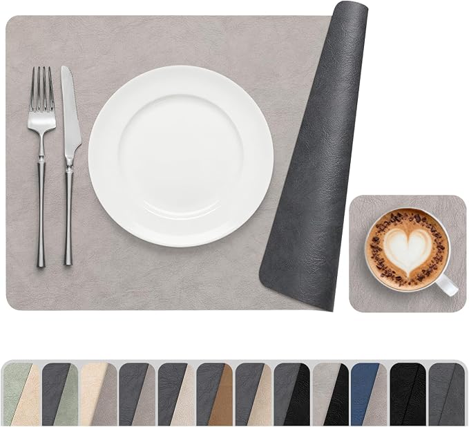 Vinyl Placemats Set of 6, Dual Sided Place Mats