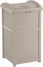 Suncast 4 Pack 15.75" x 16" x 31.6" Trash Hideaway 33 Gallon Resin Outdoor Commercial Garbage Container with Lid for Backyard, Deck, or Patio in Taupe