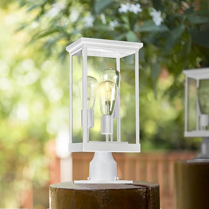 Mayfield Outdoor Post Top Light with 3-Inch Pier Base Mount Fitter, White – Design House, 590281