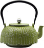 Tea Kettle, Japanese Cast Iron Teapot with Stainless Steel Infuser, Cast Iron Tea Kettle, Durable Teapot Coated with Enameled Interior (40.6oz Sage Green Bamboo Leaf Pattern)