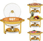 4 Pack Gold Round Chafing Dishes for Buffet, 5 QT Food Warmers and Cold Food Server for Parties, Events Hosting, Family Gatherings, Full Set Catering Supplies with Serving Utensils Accessories