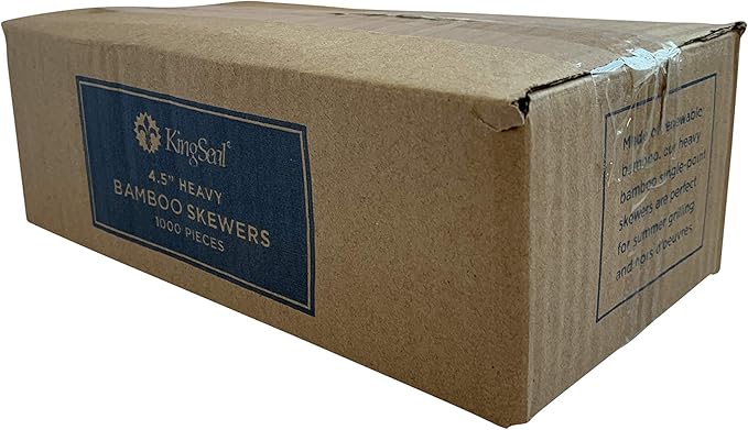 1000 Count | KingSeal Natural BAMBOO Heavy Weight Meat Skewers, Kebab Sticks, City Chicken, 4.5 Inches x 3.8mm, Bulk Pack - 1 Box of 1000