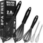Silicone Whisks set with 7+5in mini stainless steel whisk, Non Scratch Coated 7+9+11in Whisks for Nonstick Cookware,Premium for Blending, Whisking, Beating, Frothing & Stirring